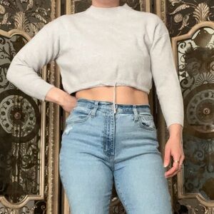 Bershka Light Gray Cropped Sweater